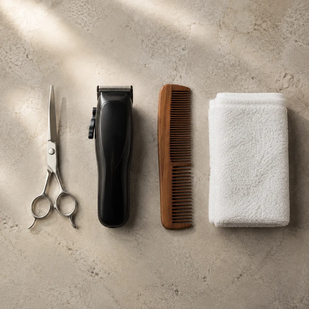 Barber tools laid out